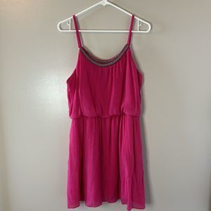 IZ Byer Womens Dress Pink Strappy Sleeveless Beaded Neckline Size XL